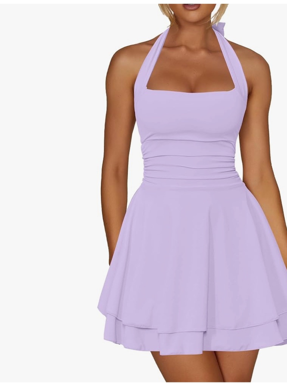 Amazon Lavender Halter Mini Dress